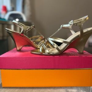 Gold Metallic Strappy Women's Heels